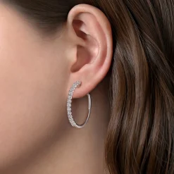 Sale Gabriel & Co. 14K White Gold 30mm Diamond Hoop Earrings