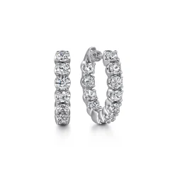 New Gabriel & Co. 14K White Gold 20mm Diamond Inside Out Hoop Earrings