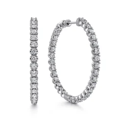 Sale Gabriel & Co. 14K White Gold 40mm Diamond Inside Out Hoop Earrings
