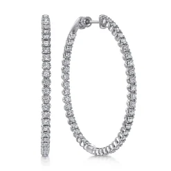 Best Gabriel & Co. 14K White Gold 50mm Diamond Inside Out Hoop Earrings