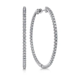 Clearance Gabriel & Co. 14K White Gold 50mm Diamond Inside Out Hoop Earrings