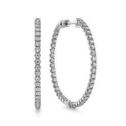 Best Gabriel & Co. 14K White Gold 40mm Diamond Inside Out Hoop Earrings