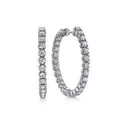 Discount Gabriel & Co. 14K White Gold 30mm Diamond Inside Out Hoop Earrings