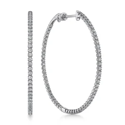 Discount Gabriel & Co. 14K White Gold 50mm Diamond Inside Out Hoop Earrings
