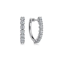 Best Gabriel & Co. 14K White Gold 20mm Diamond Oval Hoop Earrings