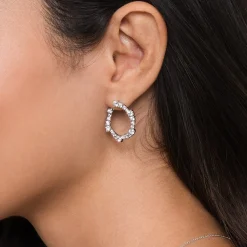 Best Gabriel & Co. 18K White Gold 23mm Diamond Pinwheel Bypass Hoop Earrings