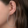Clearance Gabriel & Co. 14K White Gold 70mm Inside Out Diamond Hoop Earrings