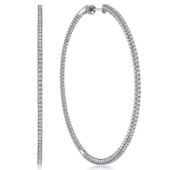 Clearance Gabriel & Co. 14K White Gold 70mm Inside Out Diamond Hoop Earrings