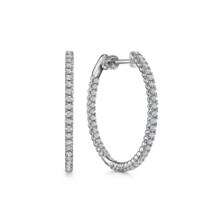 Hot Gabriel & Co. 14K White Gold 30mm Inside Out Diamond Hoop Earrings