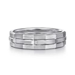 Hot Gabriel & Co. 14K White Gold 6mm Men's Ring Brush Finish in Satin Finish