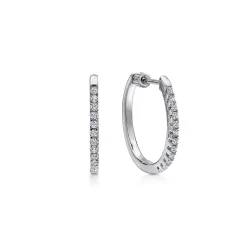 Sale Gabriel & Co. 14K White Gold 20mm Oval Classic Diamond Hoop Earrings