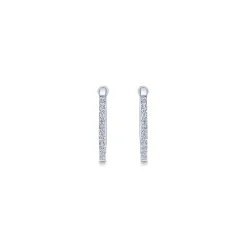 Sale Gabriel & Co. 14K White Gold 20mm Oval Classic Diamond Hoop Earrings