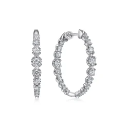 Sale Gabriel & Co. 14K White Gold 30mm Round Classic Inside Out Diamond Hoop Earrings