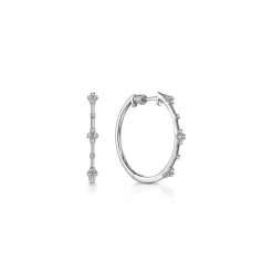 Clearance Gabriel & Co. 14K White Gold 20mm Round Diamond Classic Hoop Earrings