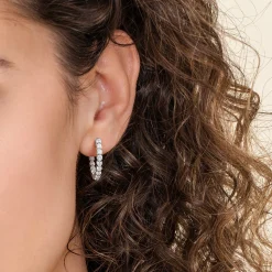 Outlet Gabriel & Co. 14K White Gold 20mm Round Inside Out Diamond Hoop Earrings