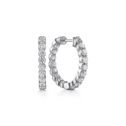 Outlet Gabriel & Co. 14K White Gold 20mm Round Inside Out Diamond Hoop Earrings