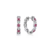 Clearance Gabriel & Co. 14K White Gold 15mm Ruby and Diamond Huggies