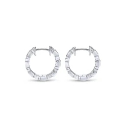 Clearance Gabriel & Co. 14K White Gold 15mm Ruby and Diamond Huggies