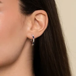 New Gabriel & Co. 14K White Gold 20mm Sapphire and Diamond Classic Hoop Earrings