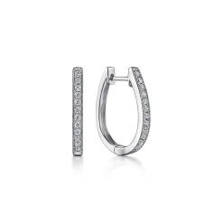 Outlet Gabriel & Co. 14K White Gold 20mm Slim Pave Diamond Huggie Earrings