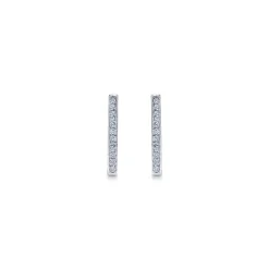 Outlet Gabriel & Co. 14K White Gold 20mm Slim Pave Diamond Huggie Earrings