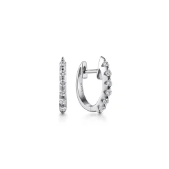 Best Gabriel & Co. 14k White Gold 15mm Slim Scalloped Diamond Huggie Earrings