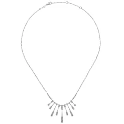 Hot Gabriel & Co. 18K White Gold Multi Diamond Bar Station Necklace