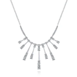 Hot Gabriel & Co. 18K White Gold Multi Diamond Bar Station Necklace