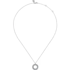 Clearance Gabriel & Co. 14K White Gold Multi Diamond Circle Pendant Necklace
