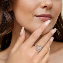 New Gabriel & Co. 14K White Gold Multi Diamond Circle Fashion Ring