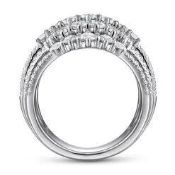 Gabriel & Co. 18K White Gold Multi Row Diamond Station Ring