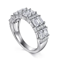New Gabriel & Co. 14K White Gold Multi Row Diamond Classic Ring