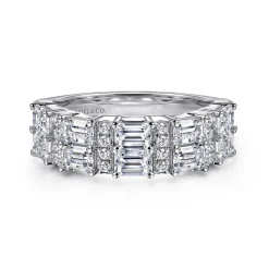 New Gabriel & Co. 14K White Gold Multi Row Diamond Classic Ring