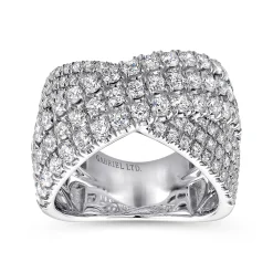 Best Gabriel & Co. 18K White Gold Multi Row Diamond Criss Cross Ring