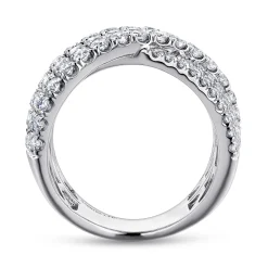 Best Gabriel & Co. 18K White Gold Multi Row Diamond Criss Cross Ring