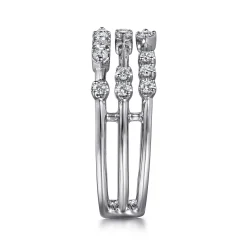 Gabriel & Co. 14K White Gold Multi Row Diamond Station Ring