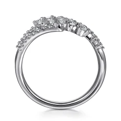 Discount Gabriel & Co. 14K White Gold Multi Row Graduating Diamond Bypass Ring