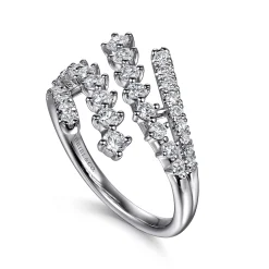 Discount Gabriel & Co. 14K White Gold Multi Row Graduating Diamond Bypass Ring