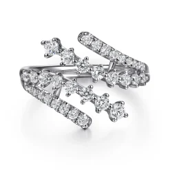 Discount Gabriel & Co. 14K White Gold Multi Row Graduating Diamond Bypass Ring