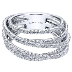 Outlet Gabriel & Co. 18K White Gold Multi Row Intersecting Diamond Ring