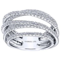 Outlet Gabriel & Co. 18K White Gold Multi Row Intersecting Diamond Ring