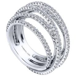 Outlet Gabriel & Co. 18K White Gold Multi Row Intersecting Diamond Ring