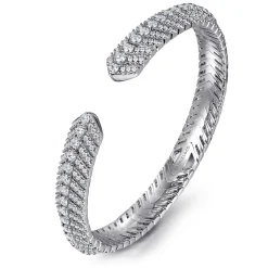 New Gabriel & Co. 14K White Gold Open Chevron Diamond Bangle