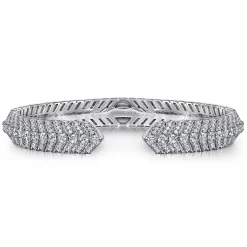 New Gabriel & Co. 14K White Gold Open Chevron Diamond Bangle