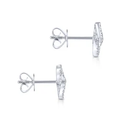 Outlet Gabriel & Co. 14K White Gold Open Clover Pave Diamond Stud Earrings