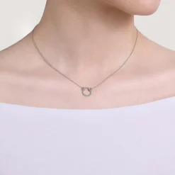Sale Gabriel & Co. 14K White Gold Open Diamond Circle Pendant Necklace