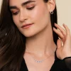 New Gabriel & Co. 14K White Gold Open Diamond Circle Bypass Hoop Earrings
