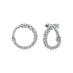 New Gabriel & Co. 14K White Gold Open Diamond Circle Bypass Hoop Earrings