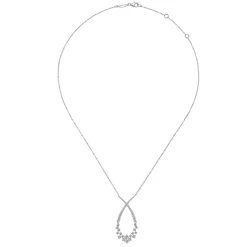 Discount Gabriel & Co. 18K White Gold Open Diamond Cluster Teardrop Pendant Necklace