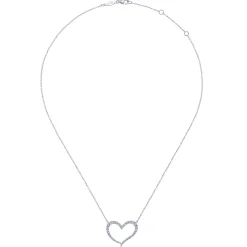 Best Gabriel & Co. 14K White Gold Open Diamond Heart Pendant Necklace